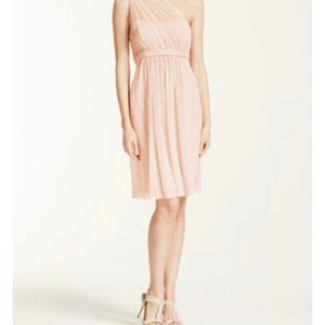 One Shoulder Bridesmaid Dress with Illusion Neck